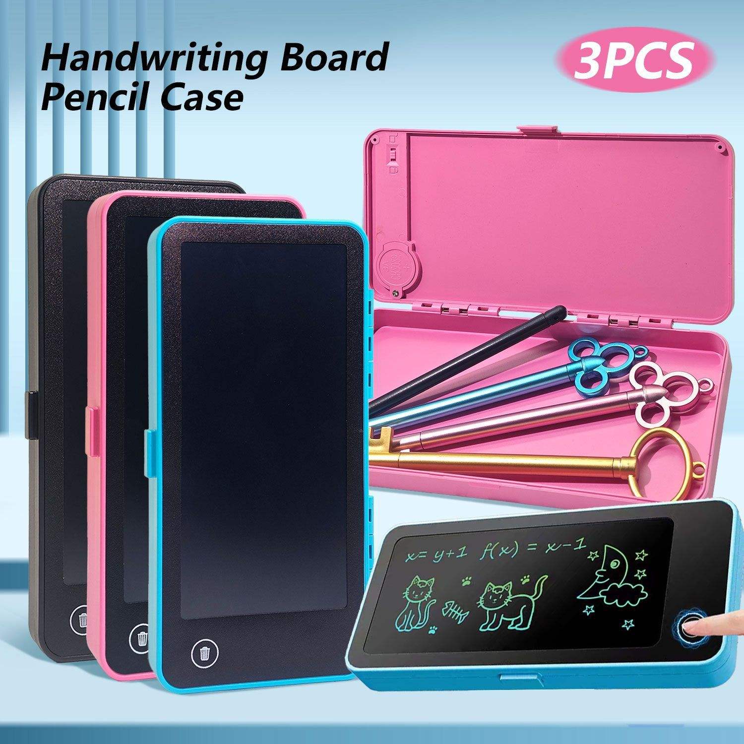 2 in 1 LCD Writing Pad Pencil Box for Kids