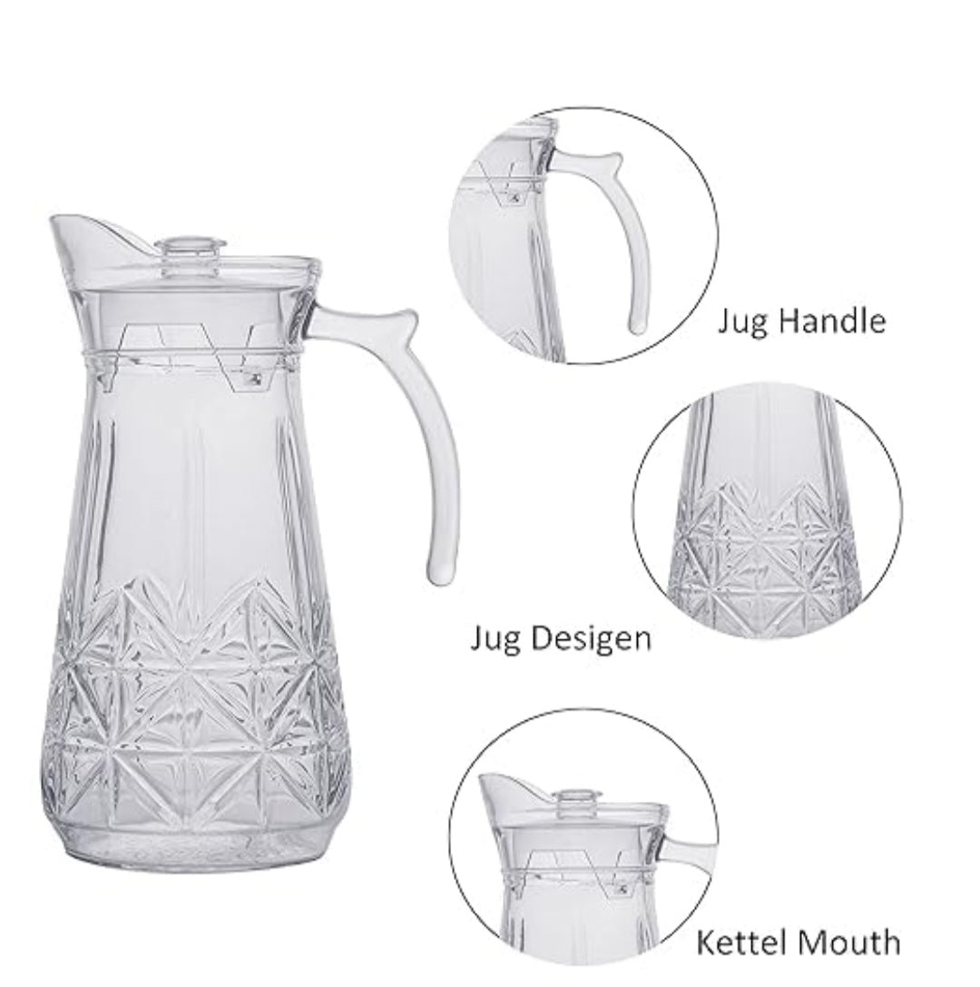 Glass Jugs with Lid for Dining Table - Elegant 1700ML