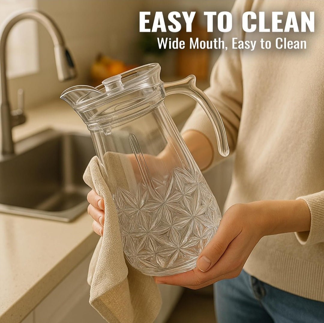 Glass Jugs with Lid for Dining Table - Elegant 1700ML