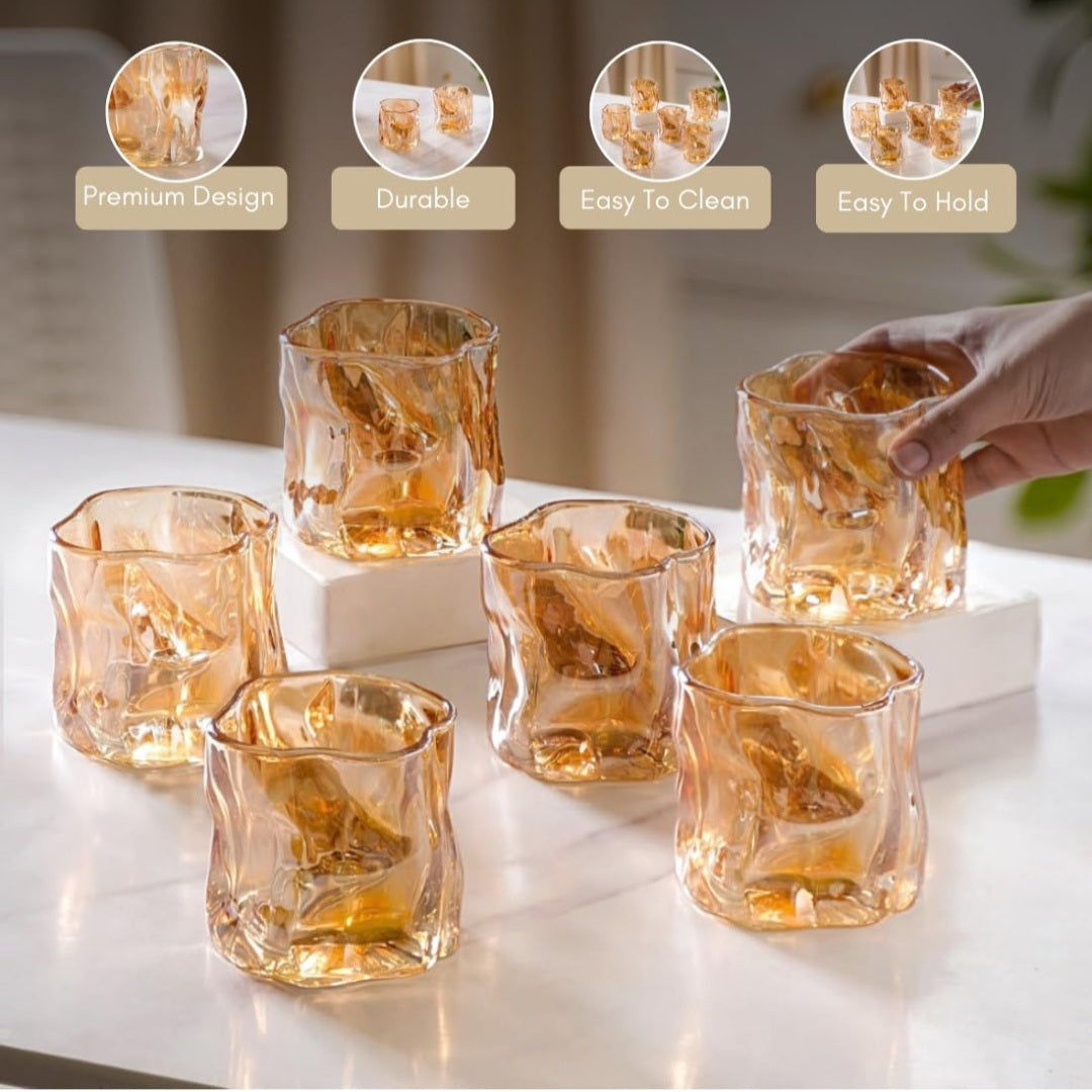 Gold Juice Glass Set Of 6 (200ML)